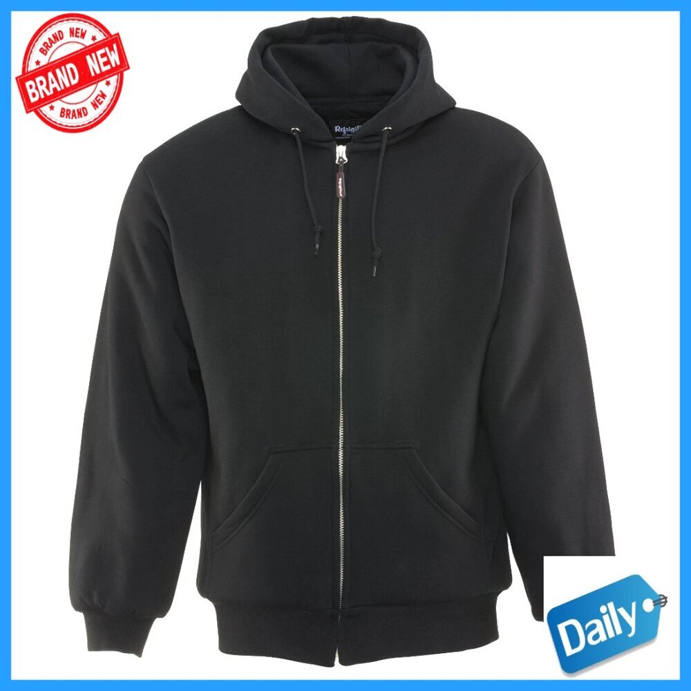 Insulated Quilted Zip Up Hoodie Heavy Duty Work Jacket Men's Warm Layered